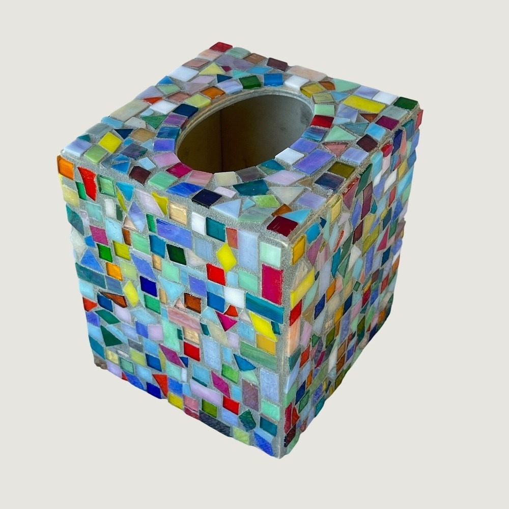 Handmade Mosaic Tile Tissue Box Cover Unisex OS Multi Bohemian Luxury Home Decor